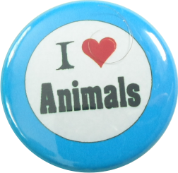 I love animals button blue